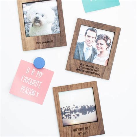 Three Personalised Polaroid Magnetic Picture Frame Set Magnetic