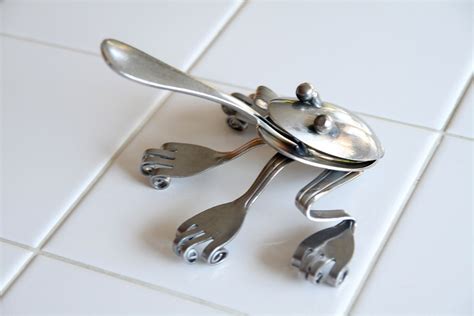 Welded Spoon And Fork Frog Etsy Cutlery Art Welding Art