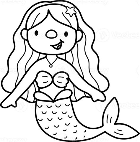 Mermaid Outline Illustration 36336372 Png