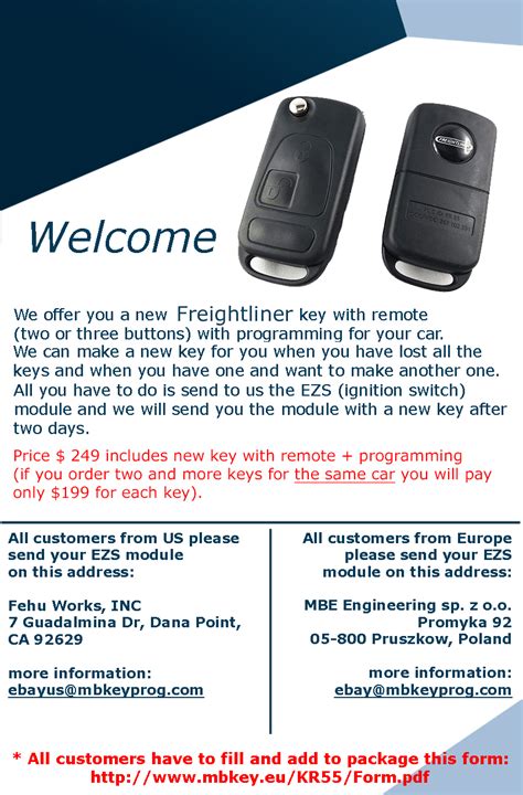 Freightliner New Key Remote Programming Ebay