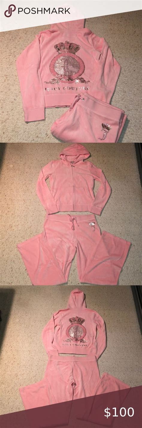 Juicy Couture Velour Rhinestone Tracksuit Pink L In 2021 Juicy Couture Tracksuit Couture