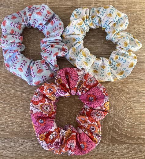 Set Of 3 100 Cotton Hair Scrunchies Etsy