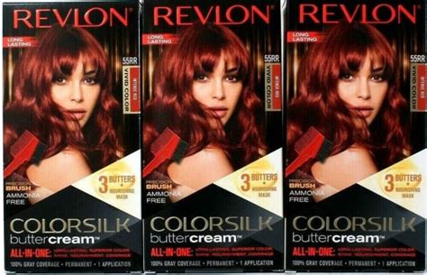 3 Revlon Colorsilk Buttercream Vivid Hair Color 55rr Intense Red All
