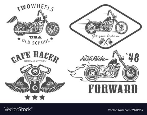 Set Of Vintage Motorcycle Badges Royalty Free Vector Image