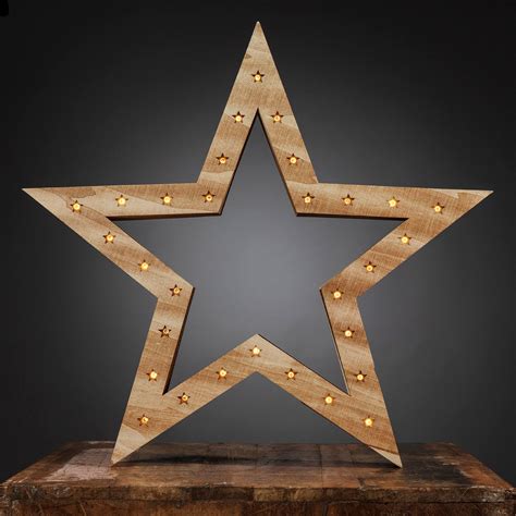 Wooden Star Light With 30 Led Warm Glow Lights For Home Or Etsy
