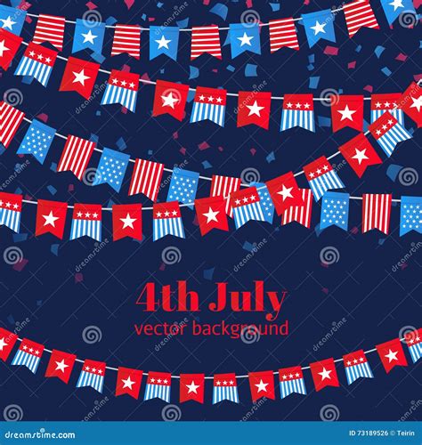 Vector Illustration American Independence Day Flags Background Stock