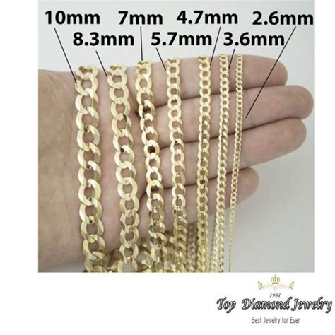 14k Authentic Solid Yellow Gold Curb Cuban Link Chains 15mm To 7mm Size 16 36 Ebay