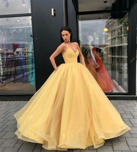 Yellow Ball Gown Prom Dress With Puffy Skirt On Storenvy