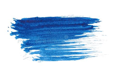 Blue Abstract Watercolor Paint Brush Stroke Texture Isolated On White