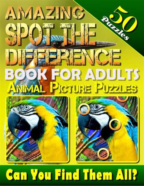Amazing Spot The Difference Book For Adults Animal