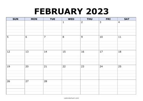 Free And Cute Printable February 2023 Calendar Calendarkart In 2022