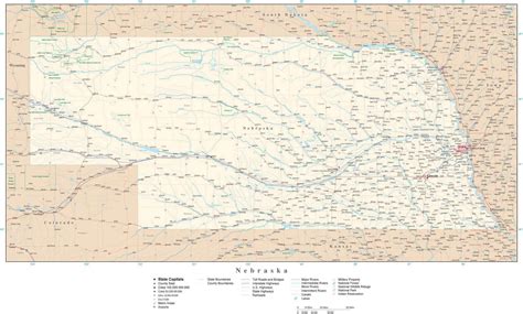 Nebraska Detailed Map In Adobe Illustrator Vector Format Detailed