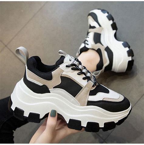 women fashion style lace up round toe non slip platform sneakers in 2021 casual shoes women