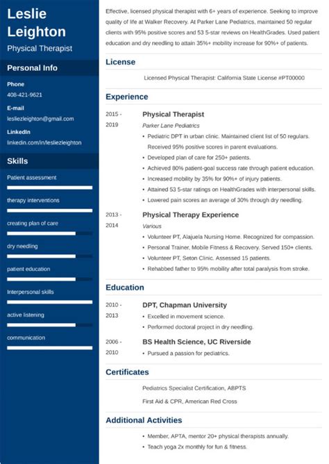 Physical Therapy Cv—examples And 25 Writing Tips