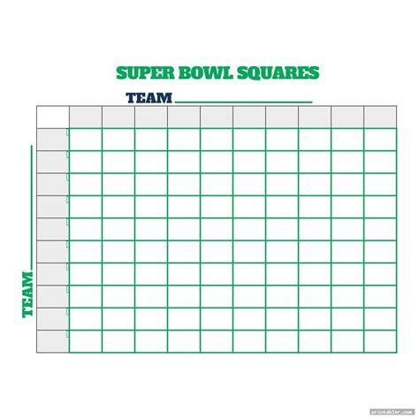 Free Super Bowl Squares Template 2019 Printable Templates