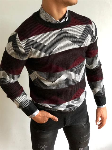 Buy Black Slim Fit Patterned Sweater by Gentwith.com with Free Shipping