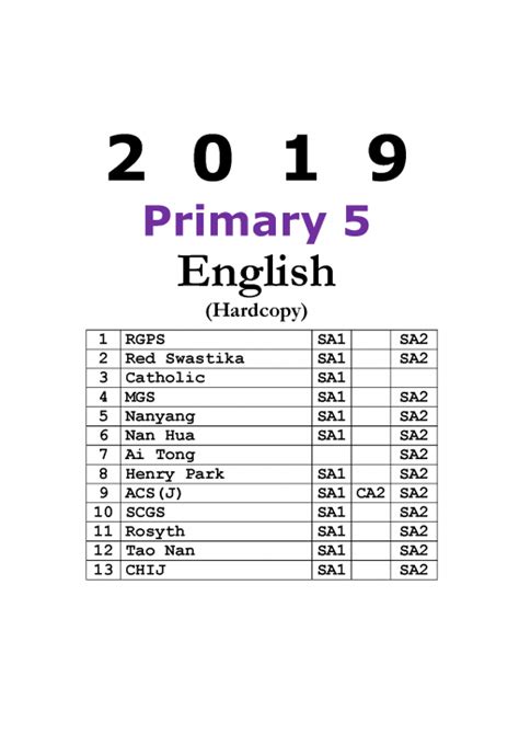2019 Primary 5 English Exam Papers Hardcopy Free Past Year Paper