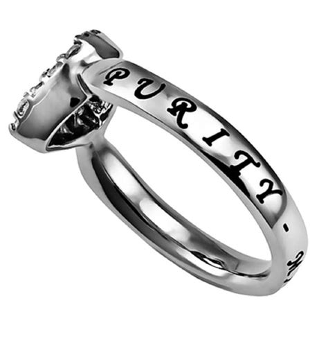 Matthew 58 Purity Heart Ring Bible Verse Stainless Steel With Cz