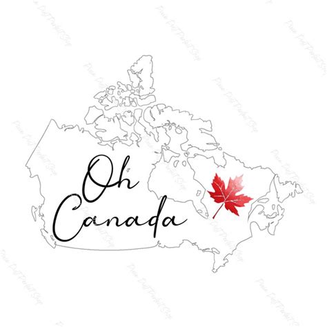 Oh Canada Map Maple Leaf North America Canadian Canada Etsy