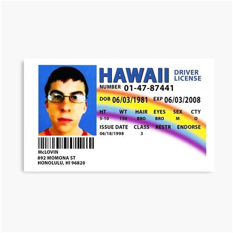 Mclovin Superbad Drivers License Replica Poster Canvas Print