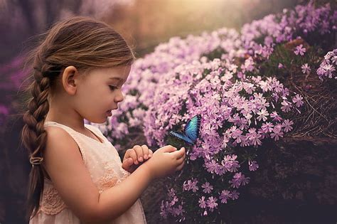 Hd Wallpaper Photography Child Braid Butterfly Cute Flower Girl