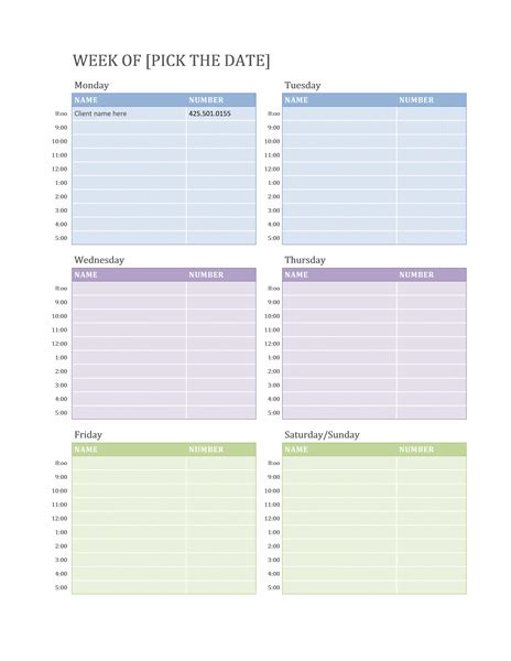 Office Schedule Template Schedule Templates Weekly Calendar