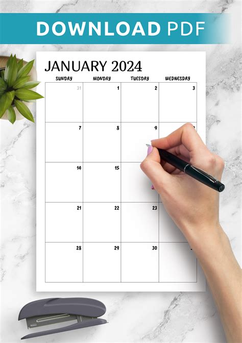 Minimalist Calendar Template Staci Elladine