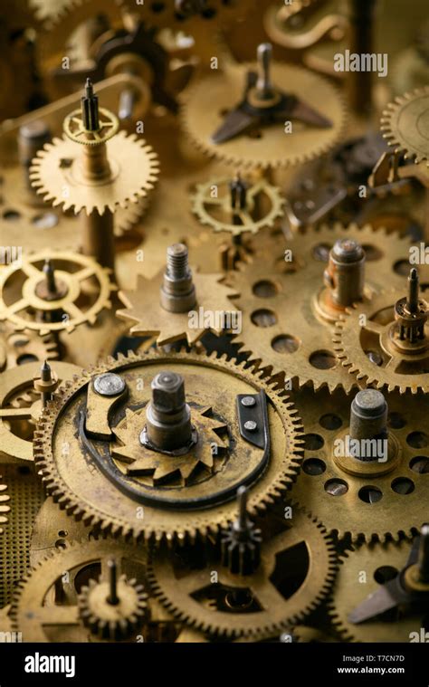 Gears And Cogs In Old Retro Mechanism Macro Closeup Stock Photo Alamy