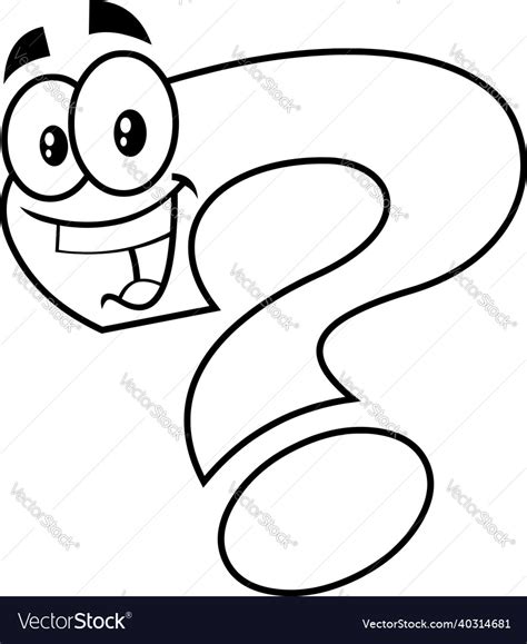 outlined smiling question mark cartoon character vector image