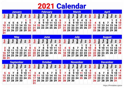 2021 Calendar Usa Free Printables Free Printables