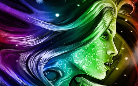 Rainbow Girl 3d Fantasy Abstract Art Digital Hd Wallpapers For Mobile