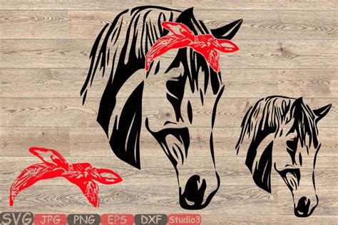 Horse Head Whit Bandana Silhouette Svg Cowboy Western Farm 845s By