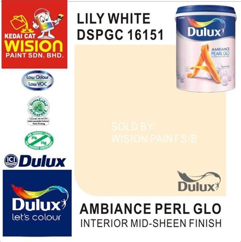 Lily White D L Dulux Ambiance Pearl Glo Interior Mid Sheen