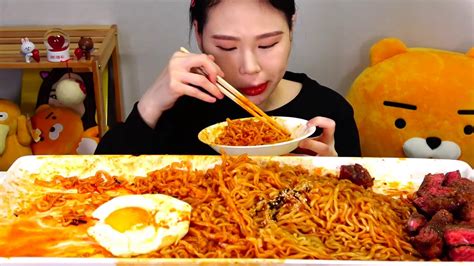 Spicy Fire Noodles Mukbang Eating Sound Youtube