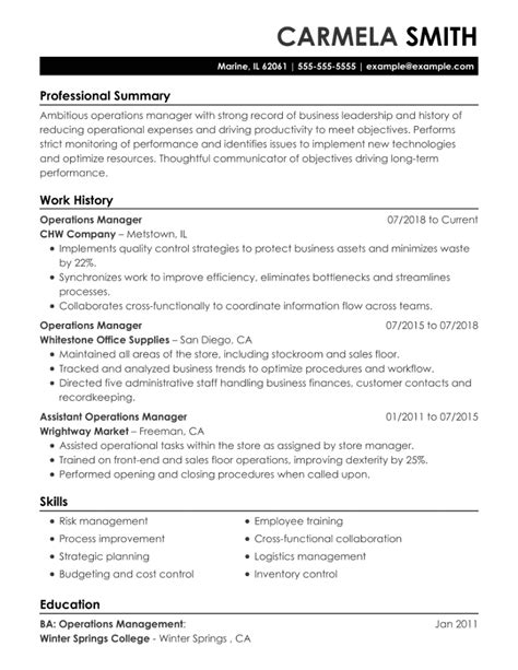 Operations Manager Resume Examples For 2023