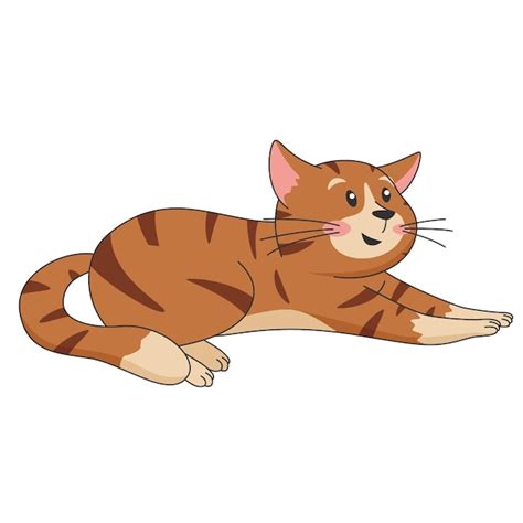 Premium Vector Red Striped Lying Cat Cute Cartoon Animal