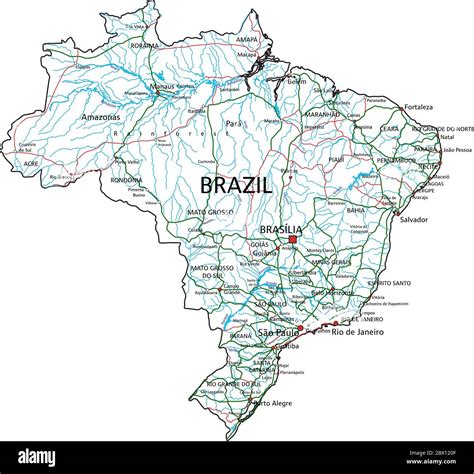 Mapa De Carreteras Y Autopistas De Brasil Ilustración Vectorial Imagen