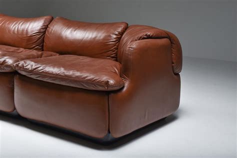 Alberto Rosselli Saporiti Confidential Cognac Leather Sofa By