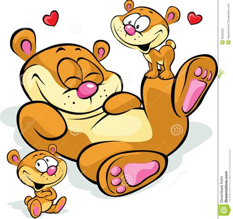 Cute Cartoon Bear With Cubs Stock Vector Illustration Of