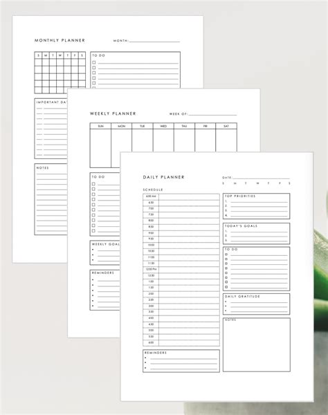 Minimalist Planner Bundle Printable Monthly Weekly Daily Planner