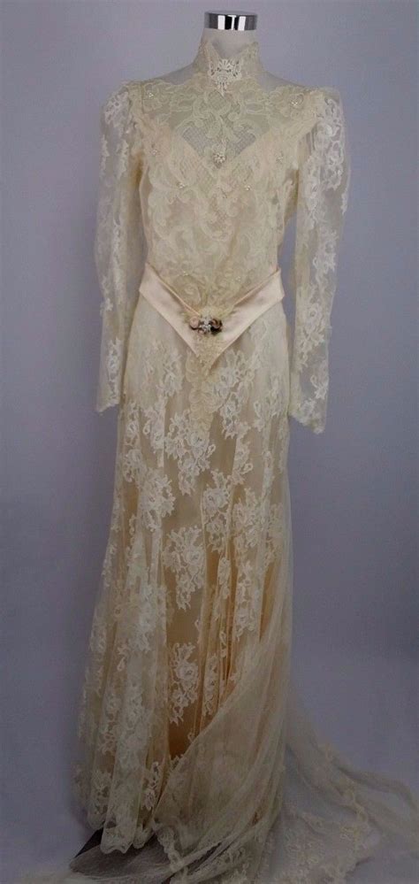 susan lane s country elegance vtg peach victorian wedding dress lace satin train victorian
