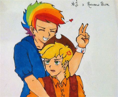 Aj And Rainbow Blitz Aka A Genderswapped Rainbow Dash And Applejack Sorry About The Blurriness