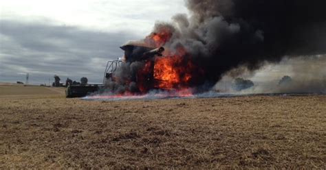 Fire destroys combine near Granville