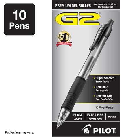 Pilot G2 Premium Gel Ink Pens Extra Fine Point Black 10 Count