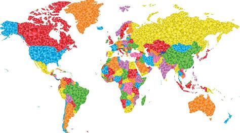 Low Poly World Map With Countries On Different Colors 24664159 Vector