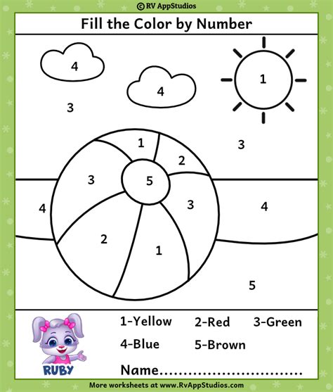 Color By Number Printable For Kids Preschool Coloring Pages