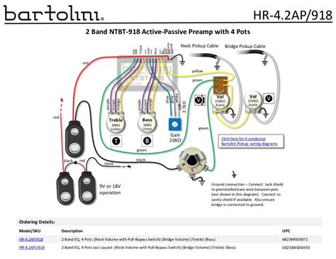 hr 4 2ap 918 harness wiring diagram bartolini pickups and electronics