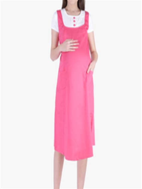 Buy Momtobe Women Solid Pink Maternity Pinafore Nursing Sustainable Dress Dresses For Women