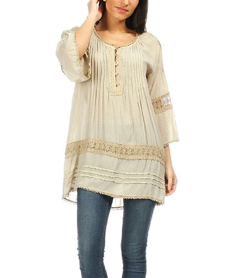 Look At This Beige Lace Inset Silk Blend Tunic On Zulily Today