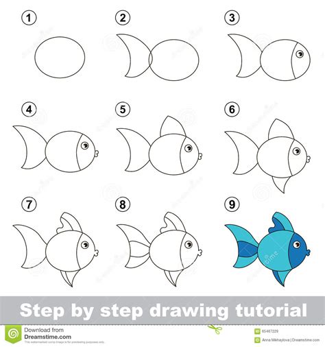 In celebration of the new fish category i will be submitting a lesson that will show you how to draw angelfish, step. Drawing Tutorial. How To Draw A Cute Fish Stock Vector ...